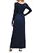 DEARCASE Maxi Dress for Women Navy Blue X-Large Crewneck Long Sleeves Wedding Guest A-line Plain Casual Empire Waist Flowy Party Vintage Spring Fall Winter Floor Dresses with Pocket