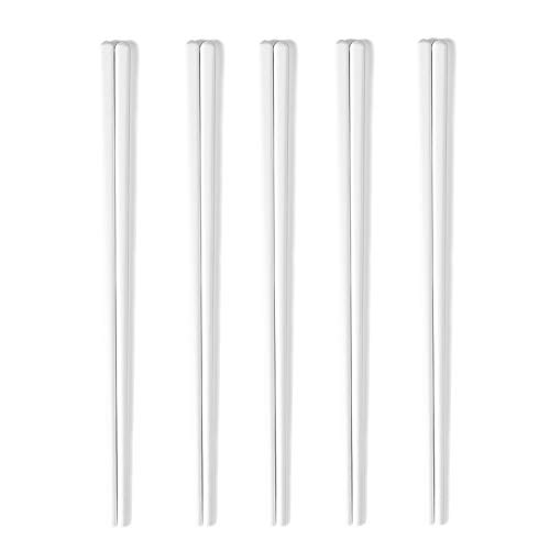 Leetoyi Ceramic Chopsticks Set Of 5, Porcelain Chinese Chopsticks Easy To Clean, 9.6-Inch (White) #TOP2