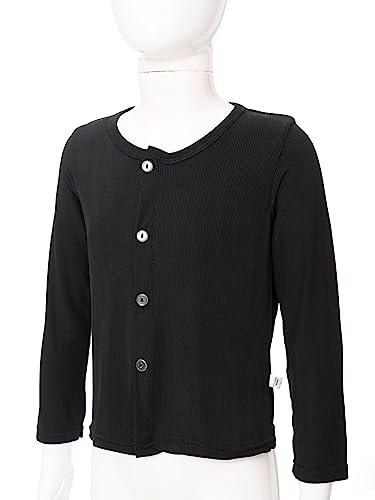 Kaerm Kids Girls Solid Color Sports Warm Top Long Sleeve Ribbed Button Cardigan Round Neck Lightweight Outwear Tops3