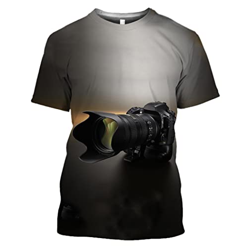 T-shirt décontracté homme femme 4XL à motif appareil photo