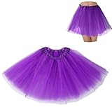 Tutus for Women Adult Tutu Tulle Skirts Costumes for Women 3 Layered Womens Purple Tutu Skirts for Girls Teen Halloween Running Fairy Alien Tinkerbell Princess Peach Mike Wazowski Lilo Stitch Grinch