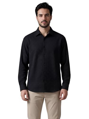 Image of Leriya Fashion Men's Formal Button Down Shirt - Slim Fit Office Wear Shirt for Men | Textured Long Sleeve Polycotton | Business & Meeting Ready