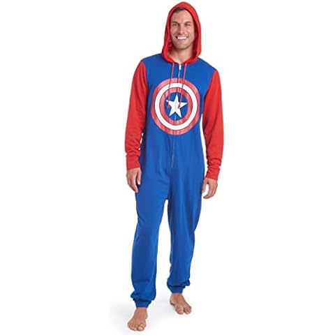 Marvel Overol de pijama con cremallera para adultos con diseño de Capitán América Venom de los Venengers Spider-Man, Captain America, Large Cover