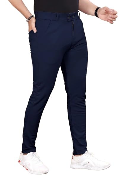 vm v-mal products VM V-MAL Men’s Slim Fit Lycra Stretchable Trousers Premium Comfort Formal Pants with Elastic Waistband, Breathable Fabric, Ankle Length Office | Casual Wear-picture-11