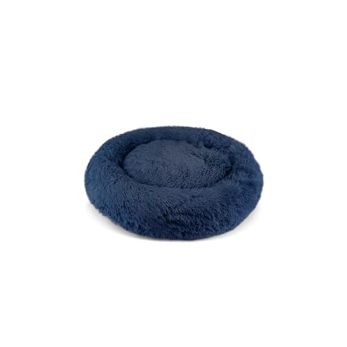 PATAM Cuccia Morbida, Lettino per Cani e Gatti a Ciambella Sfoderabile e Antiscivolo, Alaska Blu, Small 51 cm