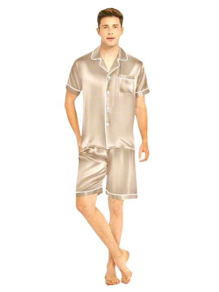 bellababebysk Men Beige Half Sleeve with Shorts Night Suit & Contrast Piping-picture-39