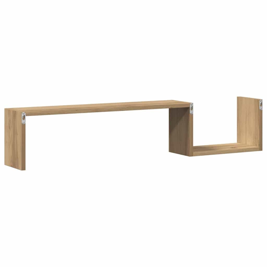 Estantería de pared 2 unidades de roble Artisan, 100 x 15 x 20 cm, material de madera, estantes flotantes para salón, oficina, dormitorio, montaje en pared, almacenamiento versátil
