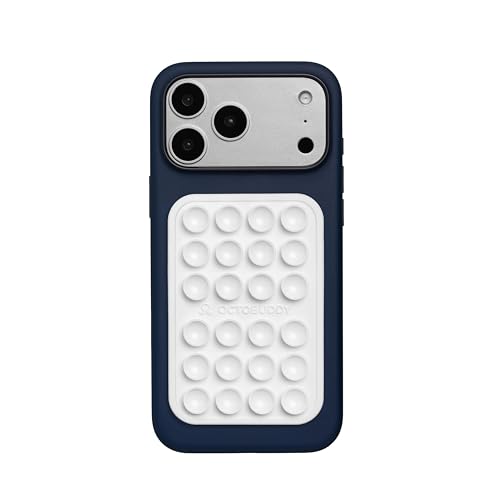 OCTOBUDDY Classic MAX - Silicone Suction Phone Case Adhesive Mount - Hands-Free Strong Grip Holder for Selfies and Videos - iPhone and Android Compatible - 2.6 x 3.9 White