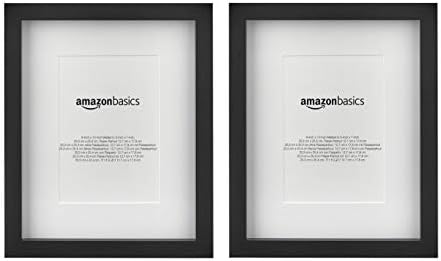 Amazon Basics 8" x 10" Photo Picture Frame or 5" x 7" with Mat - Black, 2-Pack
