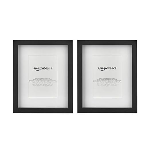 Amazon Basics 8" x 10" Photo Picture Frame or 5" x 7" with Mat - Black, 2-Pack
