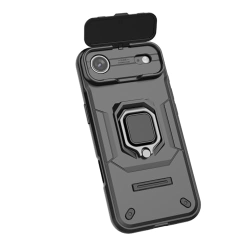 Image of SHINESTAR Tough Armor iPhone 17 Air Bumper Back Case Cover | Ring Holder & Sliding Camera Shield Cover | 360 Degree Protection Back Case Cover for iPhone 17 Air (Black)