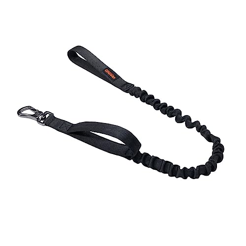 EXCELLENT ELITE SPANKER Guinzaglio militare elastico per cani con 2 maniglie imbottite per cani di taglia media e piccola(BLK)
