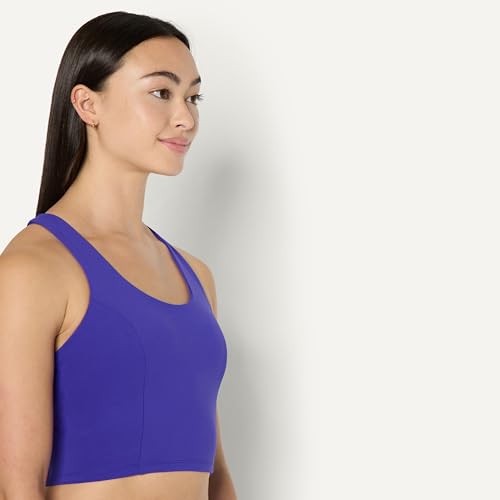 Amazon Essentials Women's Active Total Train Medium Support Racerback Gym Workout Crop Tank with Built-In Bra, Royal Blue, Small - image 2
