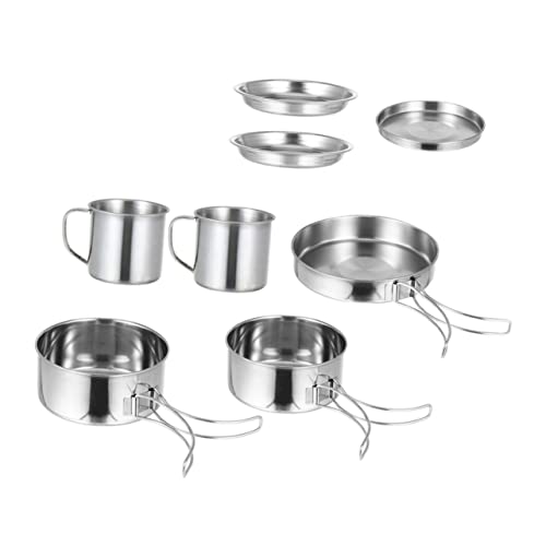 GANAZONO 1set Outdoor Cooking Supplies Camping Cookware Kit for Picnic and Travel Lightweight Stainless Steel Pots and Pans Essential Cooking Tools for Outdoor Adventures