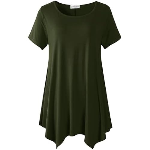 LARACE Short Sleeve Shirts for Womens Plus Size Tops Casual Summer Tunic