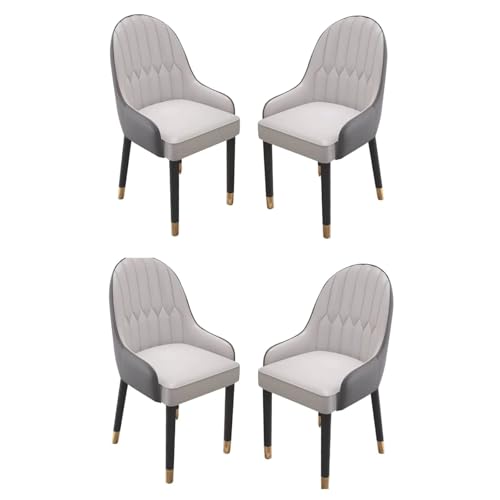 Image of Dream Furnishing - Set of 4 Dinning Chairs Elegant & Luxury Looks Strong Metal Frame Legs for Home Cafe Office Hotel (Dark Grey-Light Grey Set of 4)