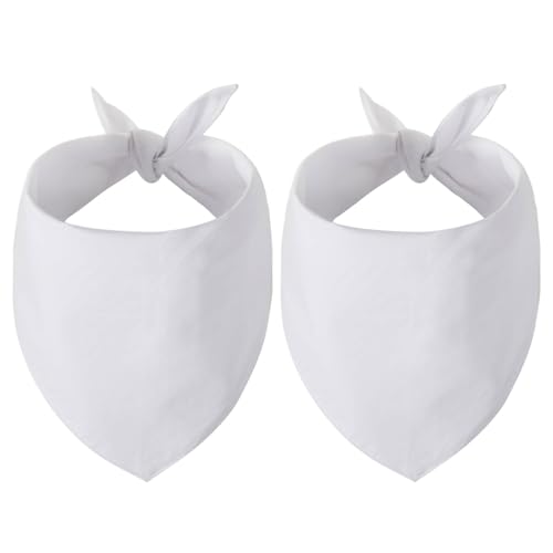 Gofshy Blank Dog Bandanas Large-2PCS, DIY Solid White Triangle Scarf Premium Cotton Handkerchief or Bib, Personalized Design Birthday/Party Fun Idea Gift for X-Large&Large Pets