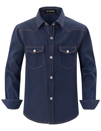 Image of Spring&Gege Boys' Long Sleeve Western Cowboys Pearl Snap Button Down Shirts (5-14 Years)
