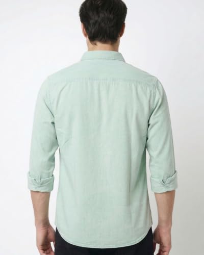 Image of Amazon Brand - INKAST Men Washed Cotton Twill Denim Casual Button Down Shirt | Full Sleeves | Regular Fit | Stylish Summer - Everyday Wear