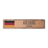 AUGSBURG DEUTSCHLAND Vintage Straßenschild deutsche Flagge Stadt Landstraße Wand rustikal