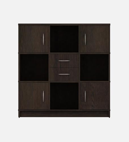 Image of Settle Multipurpose Storage Unit | Engineered Wood Free Standing Cabinet | Sideboard Storage Organizer with Shelves & Doors | Dark Wenge | DIY Assembly