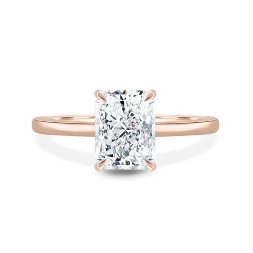 10K 14K 18K Solid Gold Moissanite Engagement Ring for Women, 1-3 Carat Radiant Cut Moissanite Wedding Ring Solitaire Band Engraved Name Jewelry Gift for Anniversary Valentine's Day2