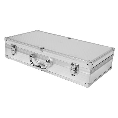 SEWOART Portable Aluminum Alloy Microphone Case with Foam Insert Dual Mic Holder for Travel Ergonomic Handle for Easy Carrying Storage for Ktv and Performances