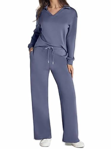 Constituient.us Travel Sets for Women, Women's 2 Piece Sets Outfits Casual Long Sleeve Sweatsuits Sets, Wide Leg Pants Sets