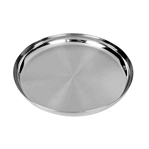 IndiaBigShop Home & Kitchen Stainless Steel Round Plates, Plates For Kids Thalis For Dinner Plate, Steel Dinner Plates, Camping Outdoor Plate, Indian Dinner Plates,Thali - 11 inch
