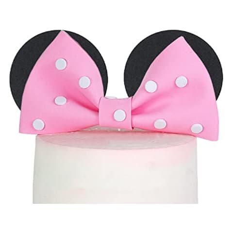Mouse Cake Topper Bow and Ears for Birthday (New pink) Cover