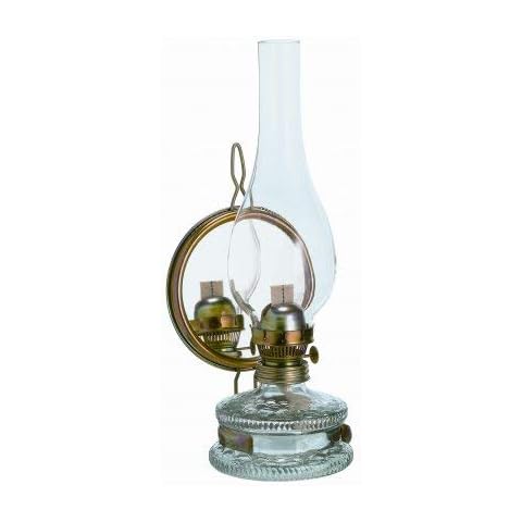Oberstdorfer Glashütte Öllampe mit Spiegel antiker Stil Glas Wandlampe Tischlampe Petroleumlampe Höhe ca. 30 cm Tankinhalt 0,2 Liter Cover
