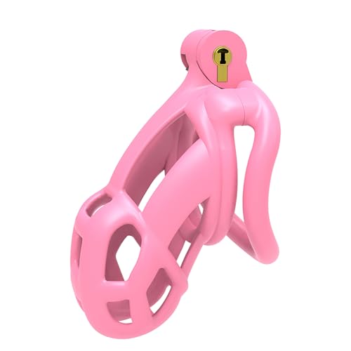 B2-Ceinture de chasteté Set de 4 cockrings Rose Sissy Sex Toy Cage de chasteté Cage de chasteté respirante avec Invisible Lock Design Homme Cock Bondage BDSM Sex toys en résine (short,Pink)