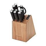 KitchenAid Classic 12 Piece Knife Block Set with Built in Knife Sharpener, High Carbon Japanese Stainless Steel Kitchen Knives, Sharp Kitchen Knife Set with Block, Rubberwood
