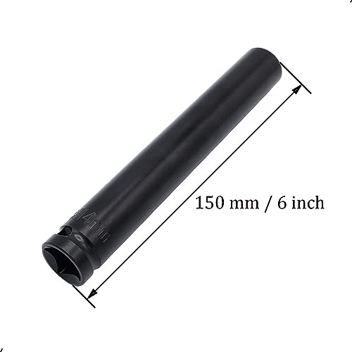 Image of 1 /2 inch Drive by 14mm Deep Impact Socket, Heat-Treated CR-V Steel 6 inch Length, 6-Point Metric Size (14mm)
