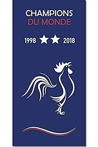 Drap de Plage ou Serviette de Bain Drap de Plage ou Serviette de Bain France avec 2 Étoiles Champions du Monde 1998 et 2018