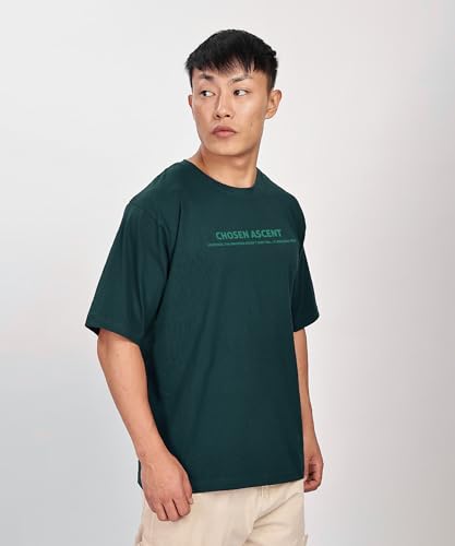 Image of SHODOX Bio-Washed Anti Bacterial 100% Pure Cotton Men's Oversized Aesthetic Premium Printed T-Shirt | Cozy Soft, Less Wrinkles Loose Fit, Drop Shoulder, Korean Baggy Style Tees for Mens