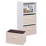 アストロ 収納ボックス 3個セット 不織布製 カラーボックスにぴったり ベージュ×ブラウン 容量20L 衣類収納 おもちゃ収納 リビング収納 小物入れ 文書箱 おしゃれ 高見え 606-62