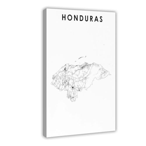 Carte du Honduras impression sur toile pour habiller un mur de chambre