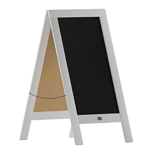 A Frame Chalkboard with Chalk Markers by HBCY Creations: 40x20 Solid Wood A-Frame Sign White Double-Sided Magentic Menu Board, Deluxe Set Includes 8 Chalk Markers, 10 Stencils, 2 Magnets