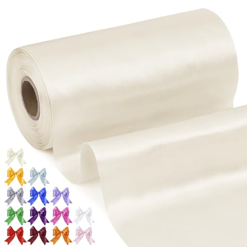 Uiopa Nastro Raso Beige 20cm x 20m Nastro di Raso Largo Nastri Decorativi Tessuto per Matrimoni, Confezioni Regalo, Taglio Cerimonia, Fasce per Sedie, Fai da Te