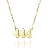 444 Necklace Gold 444 Angel Number Necklace Gold 444 Necklace Silver Old English Necklace Gold Number Necklace Stainless Steel Numerology Jewelry