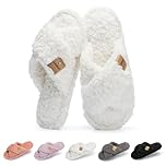 GOEWY Slippers for Women Memory Foam Crossbands Fuzzy Open Toe Slides Sandals Comfy House Bedroom Trendy ShoesGift for womens