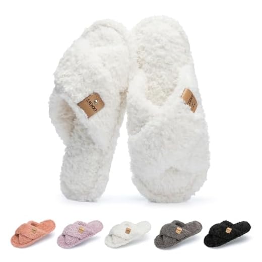 GOEWY Fuzzy Open Toe Slippers for Women Cozy Memory Foam House Shoes Indoor
