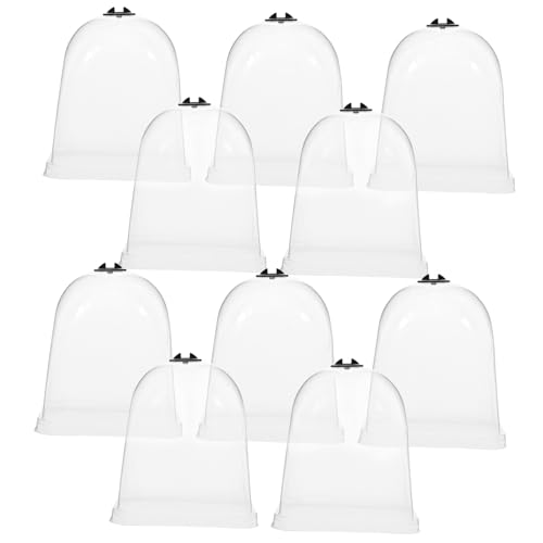 Homoyoyo 10 Stück Teiliges Transparentes Pflanzengewächshaus Pflanzenschutz Kuppel aus Kunststoff Wiederverwendbar für Frostschutz und Bessere Belüftung im Garten und Anzuchtbereich