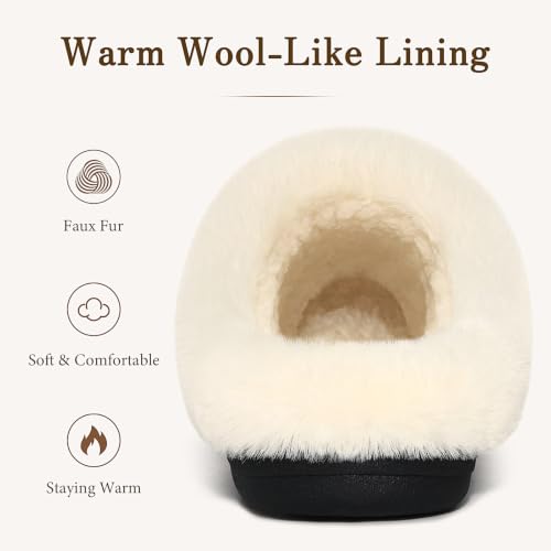 Image of Evshine Women's Memory Foam Fuzzy Slippers Cozy House Shoes | Wool-Like Faux Fur Lining, Non-Slip rubber sole, Warm Winter Slippers Indoor & Outdoor, Great Christmas Gift