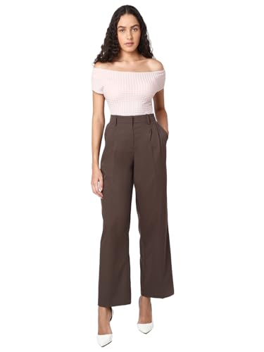 VERO MODA Damen Vmnila Mw Loose Dad Pant Noos Stoffhose, Chocolate Brown, 42W x 32L