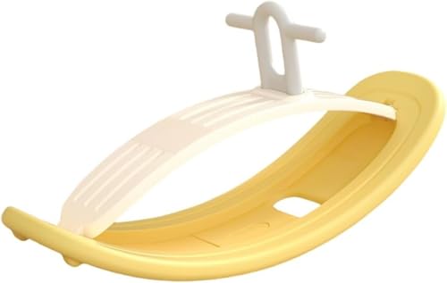 Qfmr バランスボード×ロッキングポニー おもちゃ ロッキングホース 木馬 乗り物 トレーニング 子供用 室内遊び バランス (イエロー)