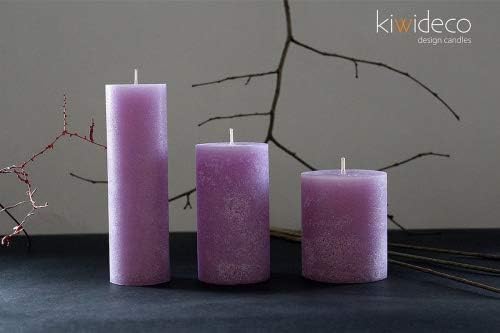 Handmade Lilac Rustic Pillar Candles Set - Scandinavian design home decor for modern interior design