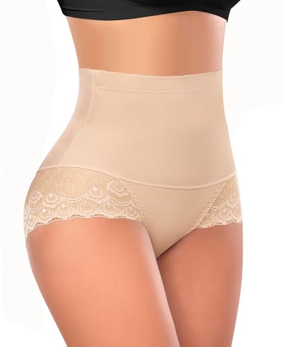 Image of Werena Tummy Control Shapewear Panties for Women High Waisted Shaping Underwear Lace Body Shaper Girdle