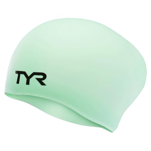 TYR Adult Long Hair Silicone Wrinkle Free Swim Cap for Braids, Dreadlocks, Streamlined Swim, Hair Protection